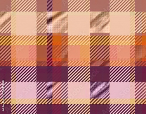 seamless classic and cozy plaid tartan design pattern of warm orange brown beige soft peach and lavender purple color background