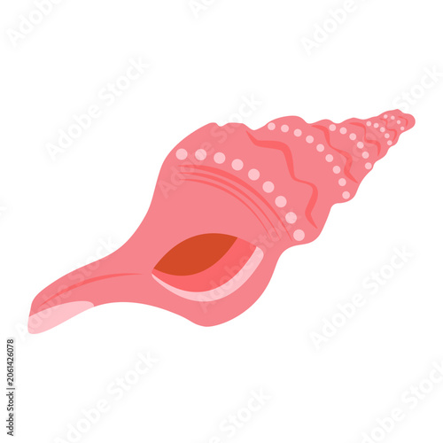 Seashell flat illustration. Isolated seashell element pink color. Minimal hand drawn clipart for design, artwork, crafts and more.