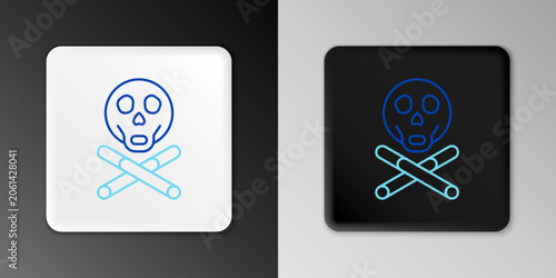 Fotografía Line Bones and skull as a sign of toxicity warning icon isolated on grey background