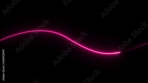 Abstract colorful neon lights animated on a black background. Movement of neon diagonal lines or glowing light stripes. bent neon lines
