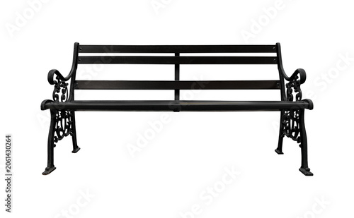 Luxurious outdoor wooden bench in the garden isolated on white background