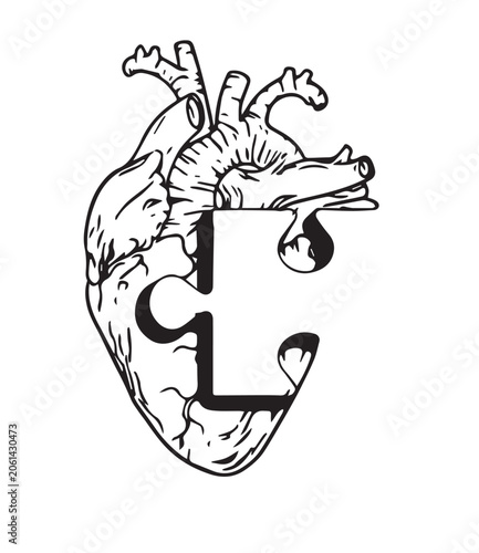 Human Heart Logo Vector, Anatomical Heart Medical Emblem Design Isolated Shape 

