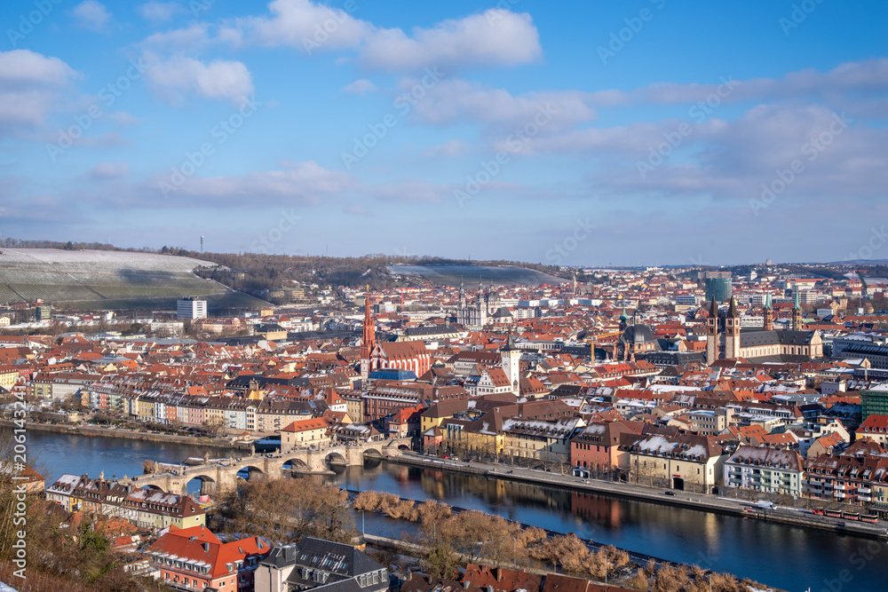Obraz premium Würzburg cityscape along Main River in Bavaria, Germany