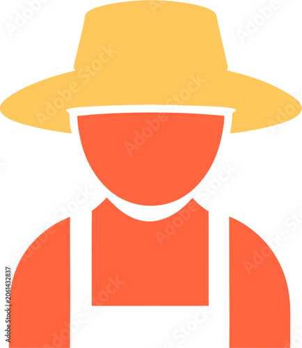 Tableau sur toile Farmer Icon A Stylized Representation of Agricultural Worker in Overalls and Wid