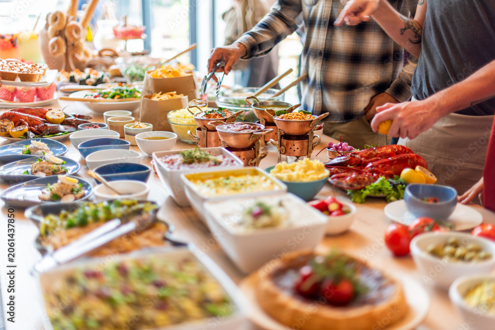Fototapeta premium Vibrant buffet with diverse dishes