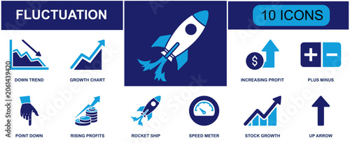 Photos Market fluctuation icon set
