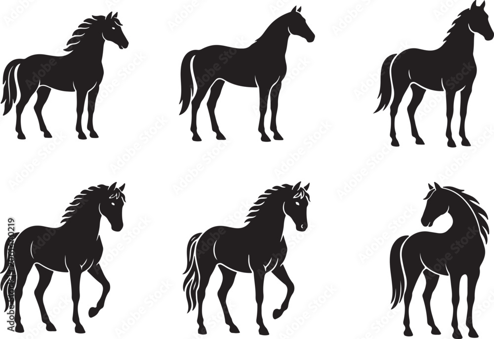 Fototapeta premium Horse silhouette icon on white background.