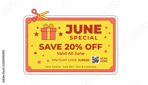 June Special Sale Banner with Gift Box and Discount Offer.