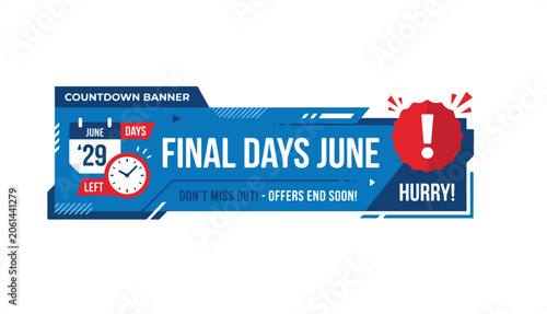 Final Days June Sale Banner with Countdown Timer and Urgency Alert.