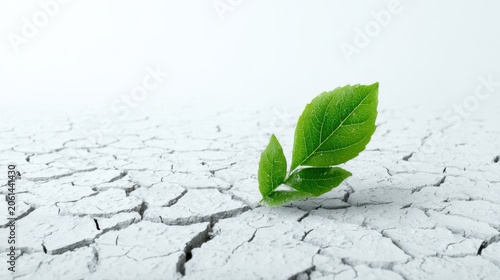 A tiny green sprout pushing through dry, cracked earth, symbolizing hope and resilience