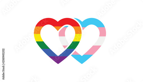 Interlocking Rainbow and Pastel Hearts Symbolizing Love and Diversity.