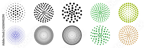 Foto Ten circular halftone patterns arranged in two rows with transparent background
