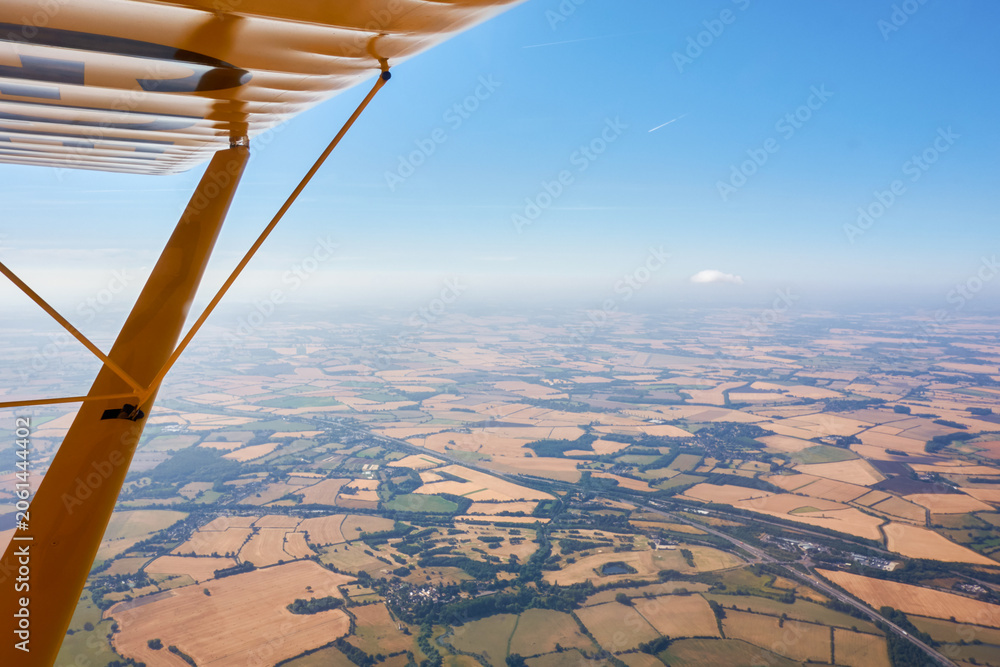 Ταπετσαρία Aerial View of East Anglia Farmland from Yellow Light Aircraft on Summer Day