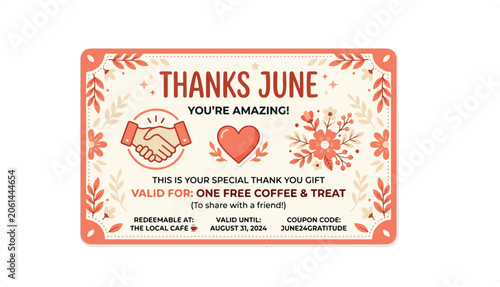 Elegant Thank You Card Design with Floral and Coffee Elements.