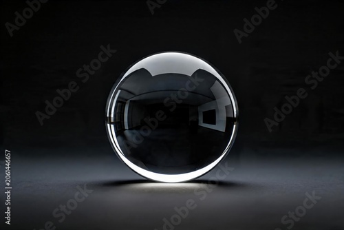 Glass Sphere Dark Background Reflection Minimal Futuristic