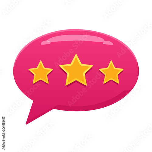 Pink speech bubble with yellow stars