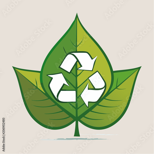 Recycle Symbol on Green Leaves