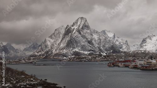 Obraz na plátně Winter scene in Lofoten Islands, Norway