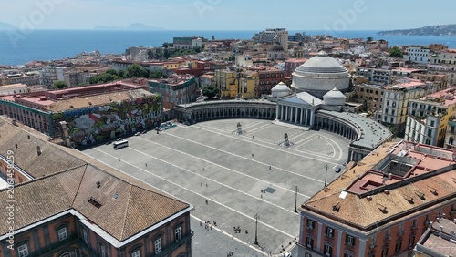 Billede på lærred Piazza Plebiscito Napoli veduta aerea
