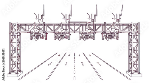 Canvastavla Highway Toll Gantry Vector Illustration