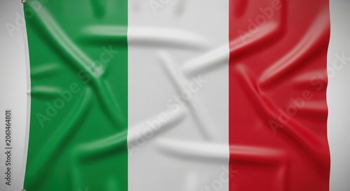 Waving flag of italy with realistic fabric texture and folds