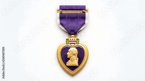 The purple heart military decoration isolated on white background