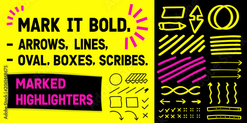 Bild auf Leinwand Marker style scribbles and shapes a bold vector illustration
