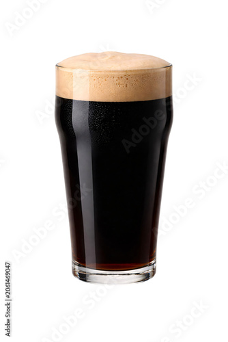 Fotografie Pint glass filled with dark stout beer and creamy png transparent