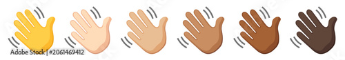 Waving hand sign emoji, hand gesture symbol, vector icon illustration, isolated on transparent background. 