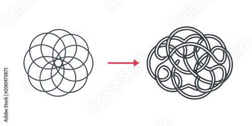 Fotografie Circular interwoven pattern illustration gray lines on white background