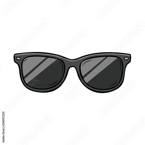 Classic black sunglasses with dark reflective lenses and bold frames vector illustration