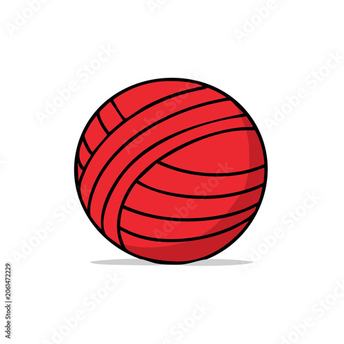 Vibrant red yarn ball with clean lines and a subtle shadow, perfect for crafting and hobbies