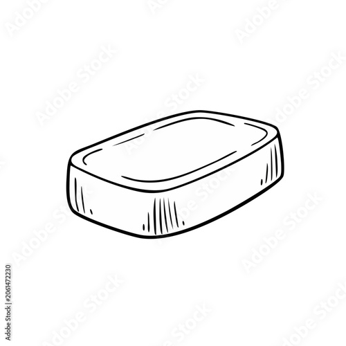 Simple hand drawn illustration of a bar of soap with soft rounded edges