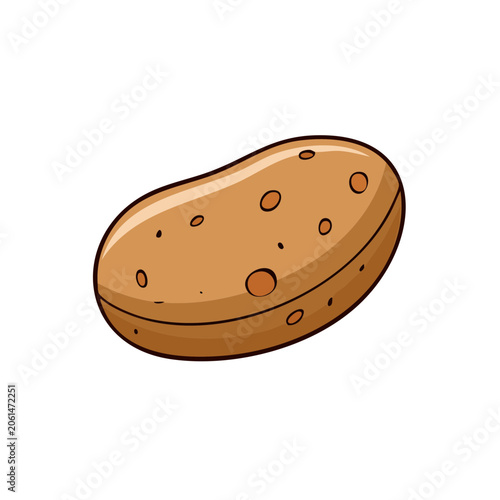 Hand Drawn Illustration of a Single Brown Potato with Eyes on a White Background