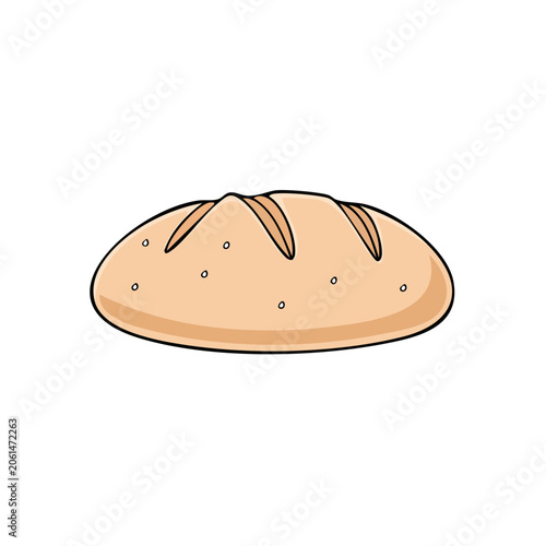 Simple Line Art Drawing of a Round Loaf of Bread with Scoring Marks