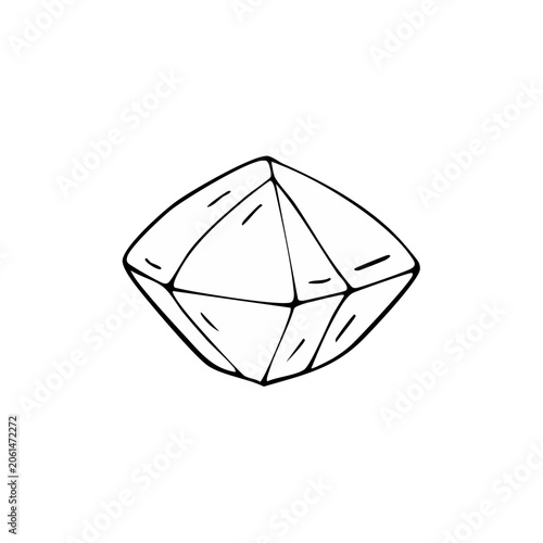Hand Drawn Gemstone Icon Diamond Shape Outline Vector Art