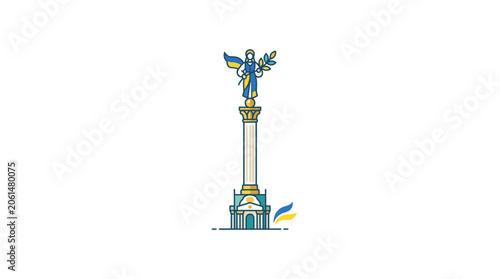 Foto Minimalist Illustration of Independence Monument in Kyiv Ukraine