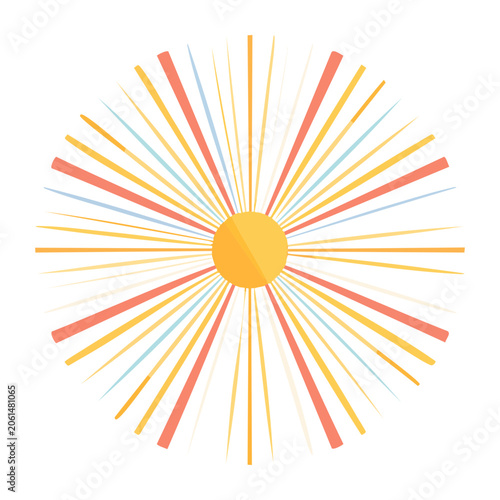 Flat design sunburst with colorful rays on white background