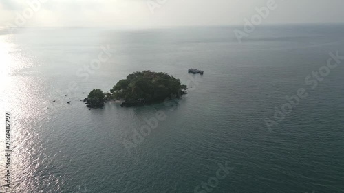 Aerial Forward Flight Past Islet Revealing Sebesi Coastline Lampung