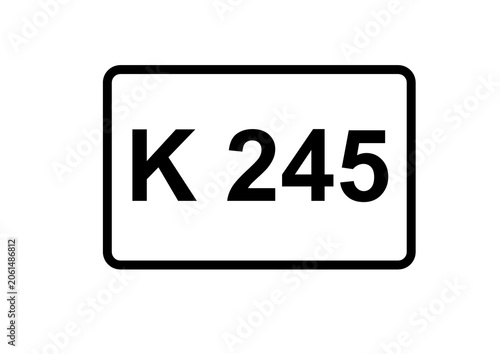 Illustration eines Kreisstraßenschildes der K 245 in Deutschland	