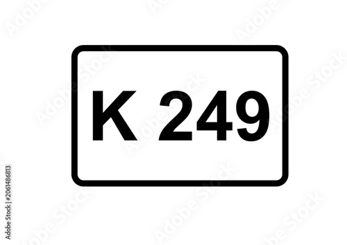 Illustration eines Kreisstraßenschildes der K 249 in Deutschland	