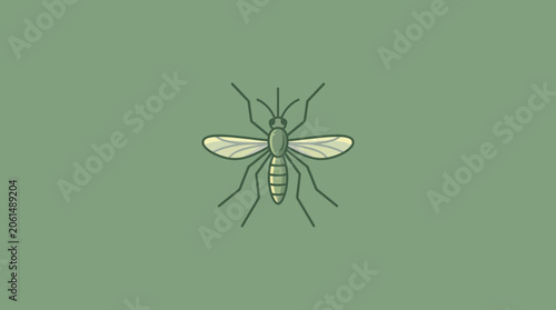 Tableau sur toile Minimalist Mosquito Icon Illustration on Green Background