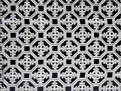 Texture de grille en fer forgé ancienne motif géométrique floral