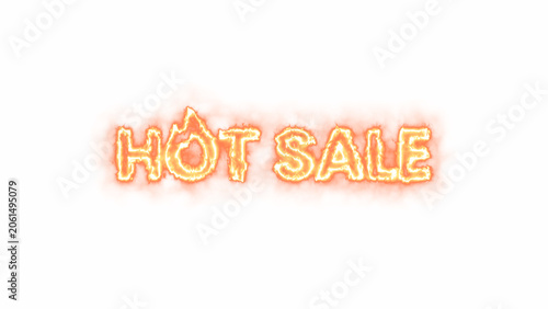 Hot Sale Text with Burning Fire Effect on Transparent Background. Glowing Promotional Sign for E-commerce Marketing