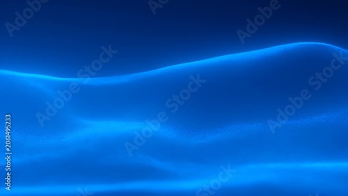 Abstract blue glowing wavy lines flow across dark background creating smooth gradient texture
