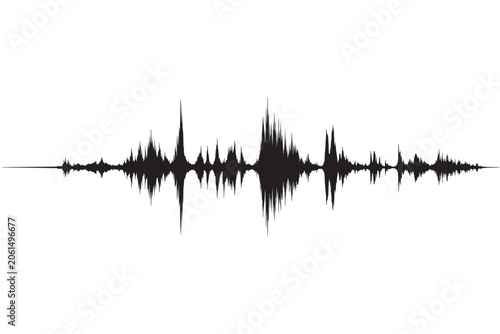 Symmetrical Audio Waveform Sound Visualization Minimal Black and White Illustration