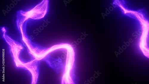 Abstract purple and pink glowing energy streams flowing across a dark background in digital art style