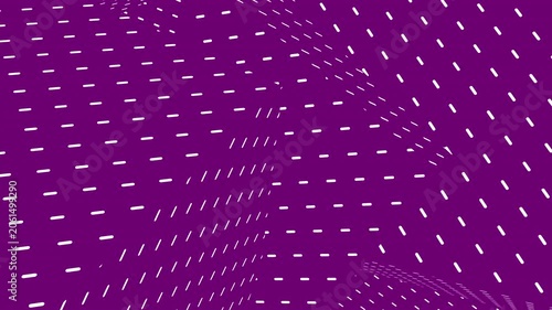 Abstract purple background with a pattern of white dashed lines forming a geometric perspective effect.