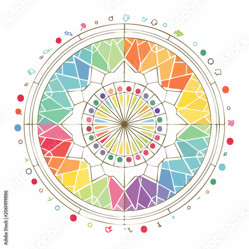 Colorful Rose Window Design with Geometric Patterns