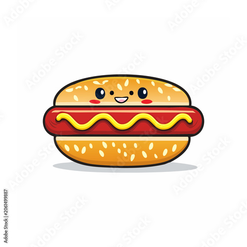 Cartoon smiling cupcake with sprinkles